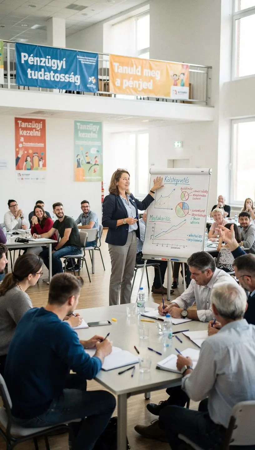 Pénzügyi könyvek polcon, jól rendezett közösségi könyvtárban a klubteremben.